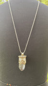 Chunky Clear Quartz Point in Tibetan Silverwork Necklace