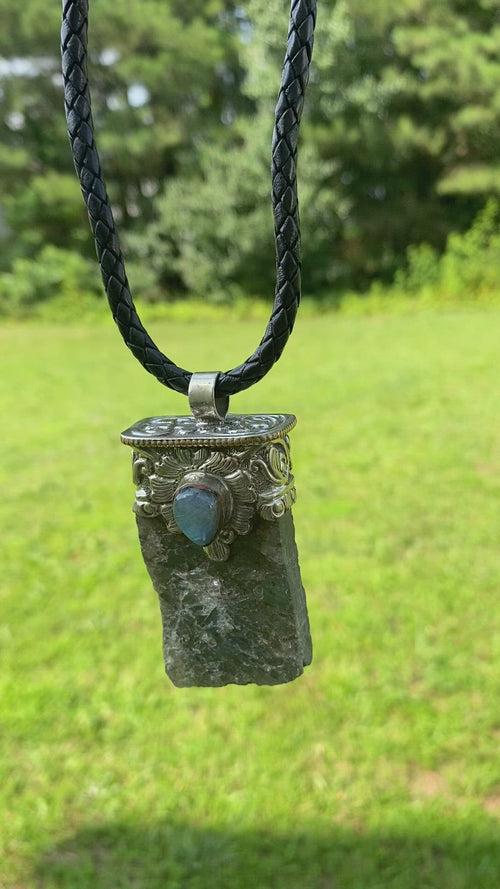 Labradorite in Tibetan Silverwork Necklace