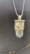 Chunky Clear Quartz Point in Tibetan Silverwork Necklace