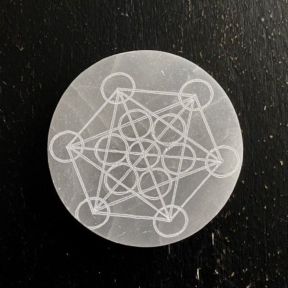 Selenite Metatron Cube Charging Plate