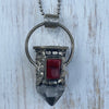 Chunky Clear Quartz Point & Coral in Tibetan Silverwork Necklace