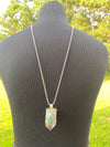 Chunky Clear Quartz Point & Turquoise in Tibetan Silverwork