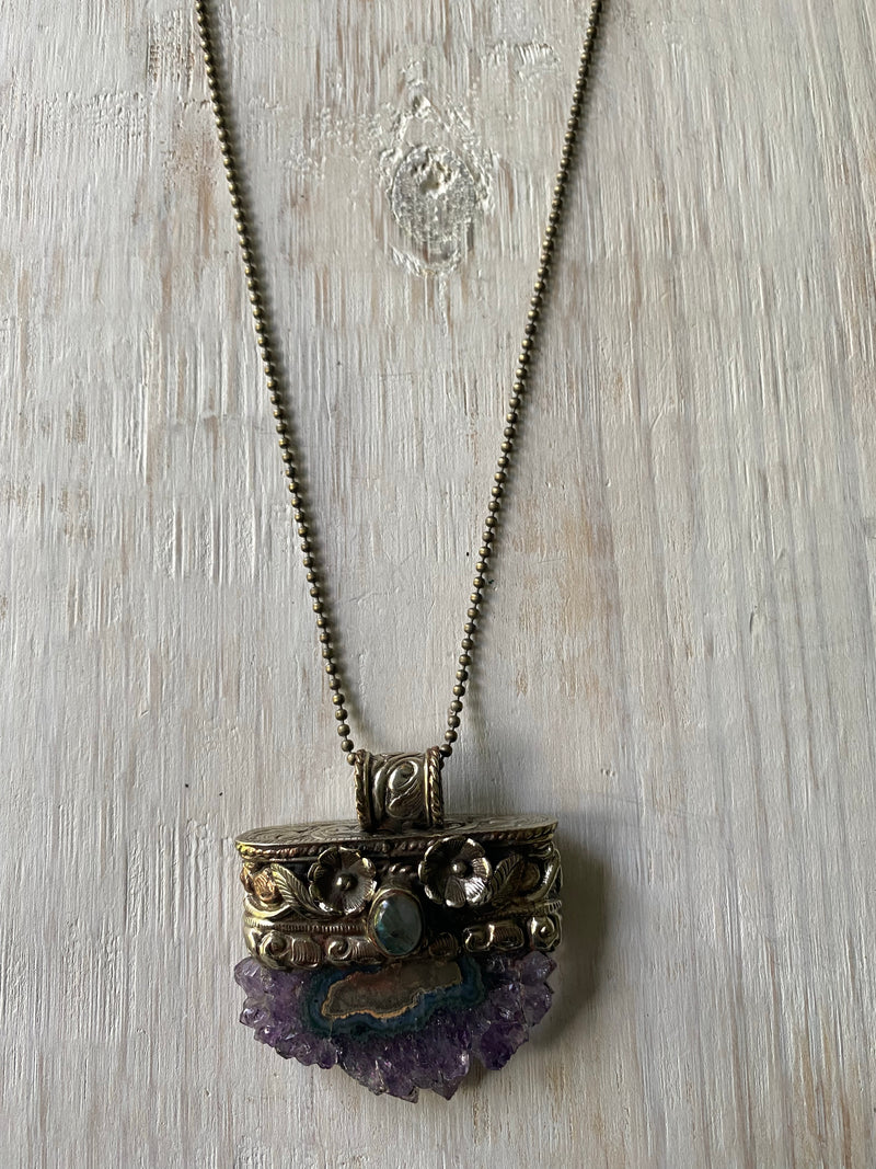 Amethyst & Labradorite in Tibetan Silverwork