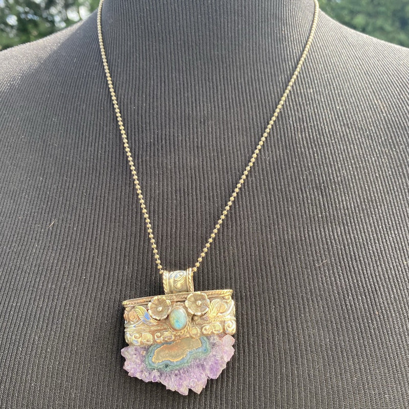 Amethyst & Labradorite in Tibetan Silverwork
