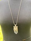 Chunky Clear Quartz Point in Tibetan Silverwork Necklace