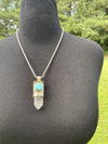 Clear Quartz Point & Turquoise in Tibetan Silverwork