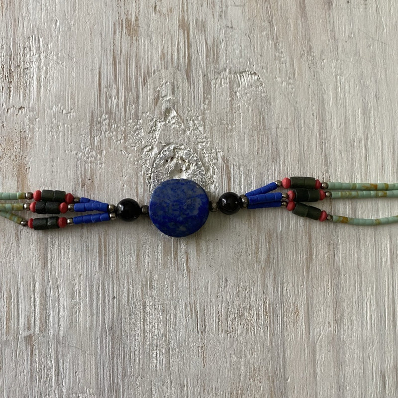 Lapis, Onyx, and Turquoise Anklet