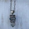 Chunky Clear Quartz Point & Turquoise in Tibetan Silverwork